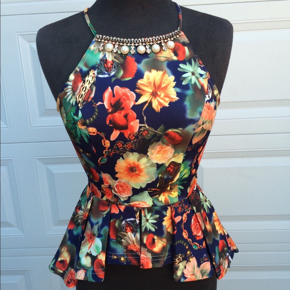 Floral halter top